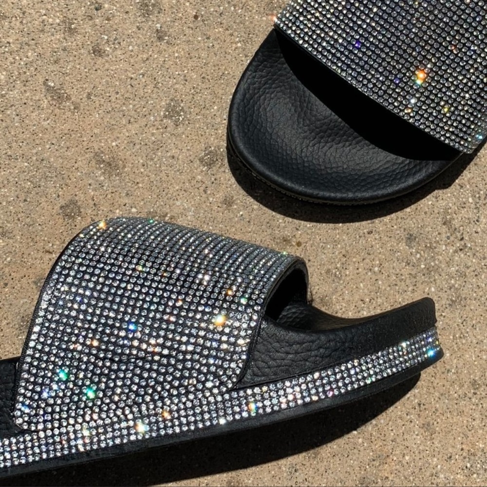 NEW Rhinestone Open Toe Flat Platform Slide Sandal. Size 6.5 - Picture 4 of 7
